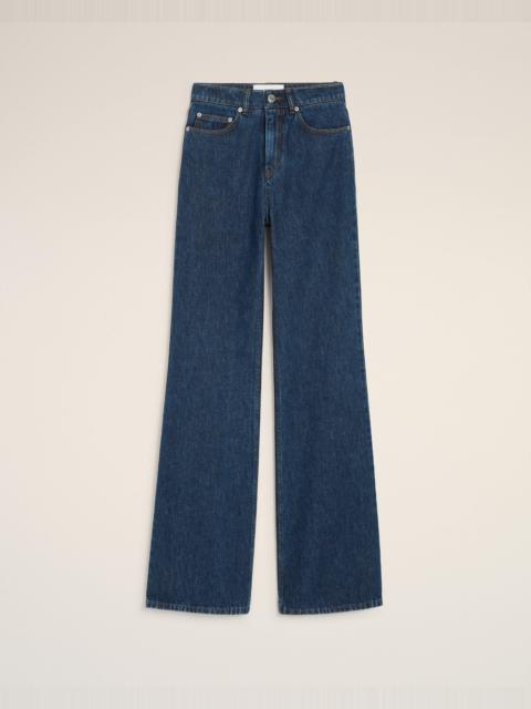 BLUE COTTON FLARE FIT JEANS