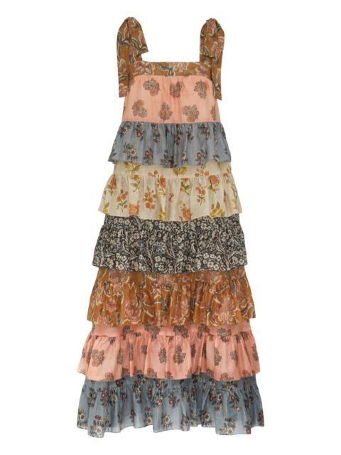 Zimmermann TALLOW TIERED MIDI DRESS - 2468DRS253SPLI | REVERSIBLE