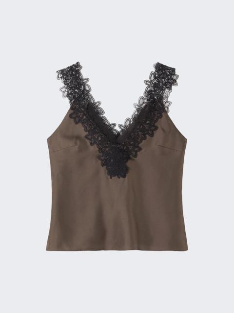 V-neck Silk Lace Top Earth