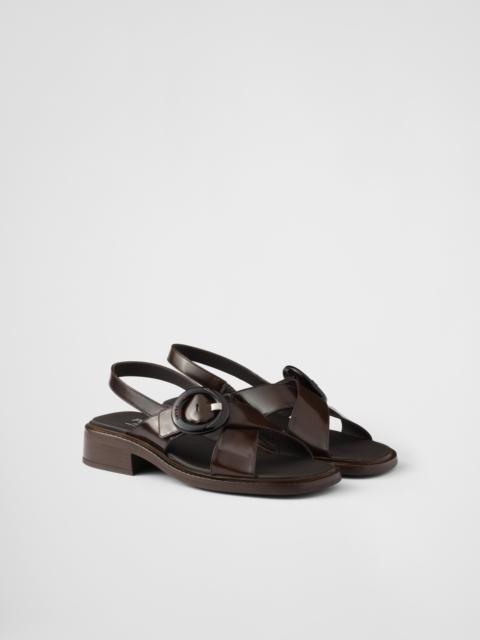 Brushed leather sandals with buckle
