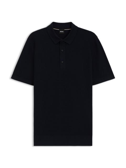 REGULAR-FIT KNIT POLO BLENDED WITH COTTON