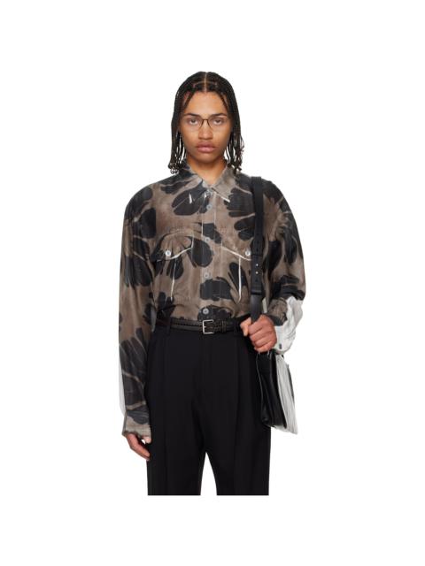 Brown & White Printed Shirt