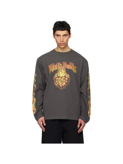 Gray Fire Long-Sleeved T-shirt