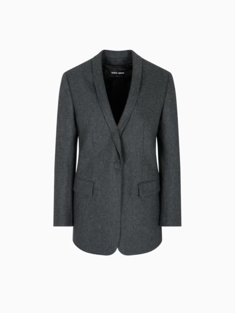 SINGLE-BREASTED JACKET IN WOOL AND CASHMERE FLANNEL