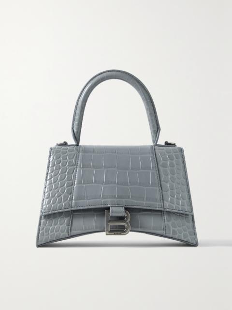 Hourglass Small Croc-effect Leather Tote