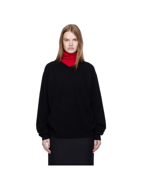 Black Cashmere V-Neck Pullover Sweater