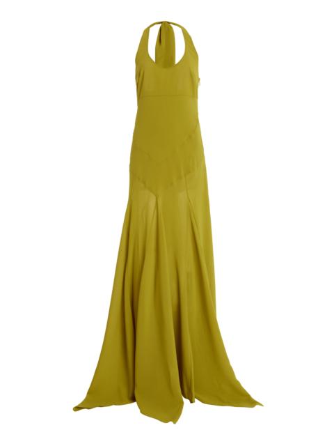 Exclusive Raye Scarf-Detailed Midi Halter Dress green