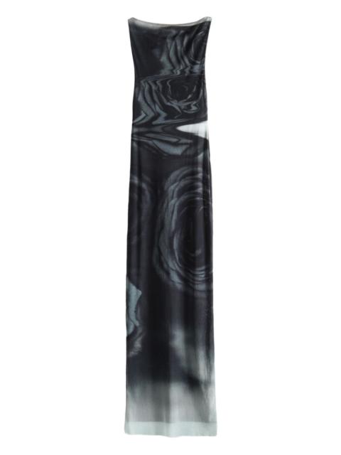 rose-print sleeveless maxi dress