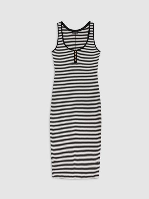 Alessia Tank Midi Dress - Cream And Black Stripe