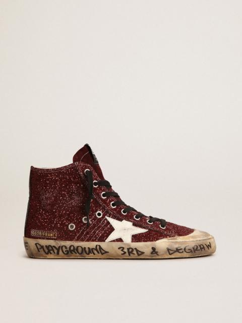 Francy Penstar sneakers in burgundy glitter with white leather star