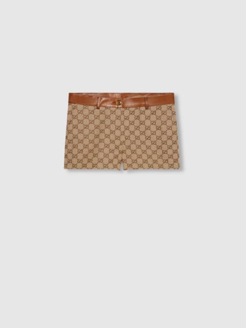 GG canvas shorts with leather trim