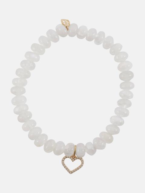 14kt gold and moonstone bracelet with diamonds