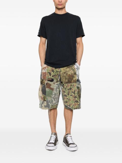 camouflage-print patchwork shorts