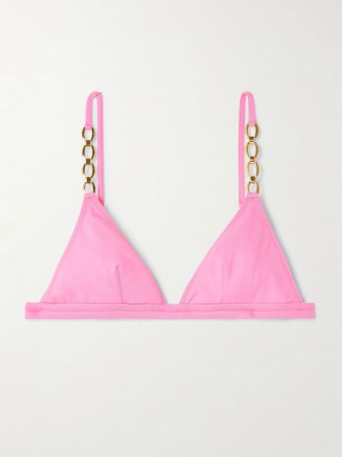 Mexico embellished triangle bikini top Pink