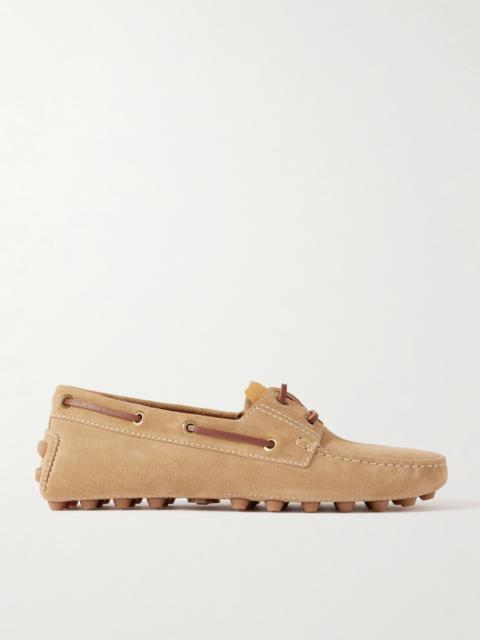 Gommino Leather-trimmed Suede Loafers