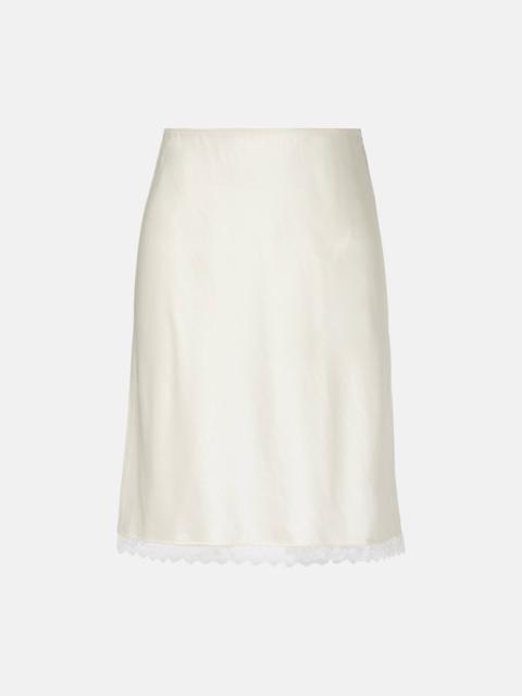 Barb lace-trimmed satin slip skirt