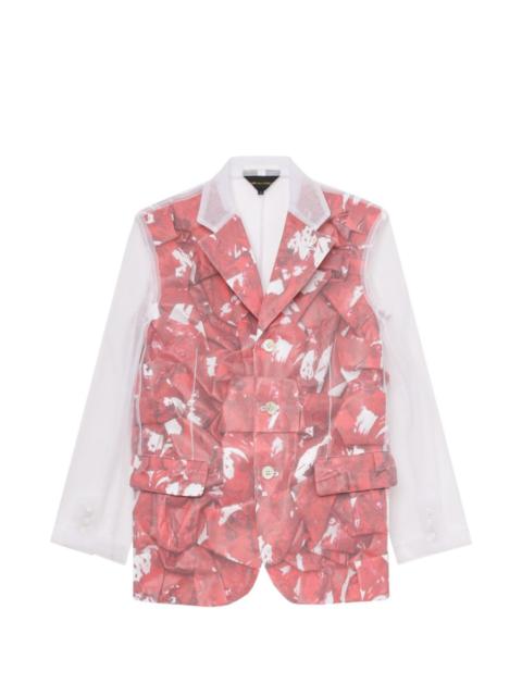 printed sheer blazer