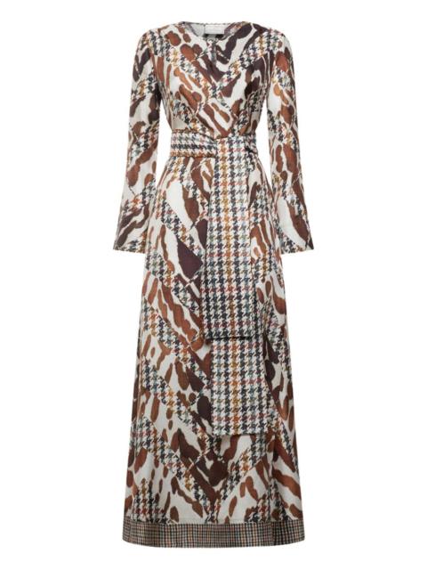 houndstooth-pattern animal-print maxi dress