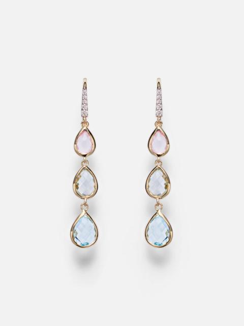 14kt gold (585/1000) drop earrings with gemstones
