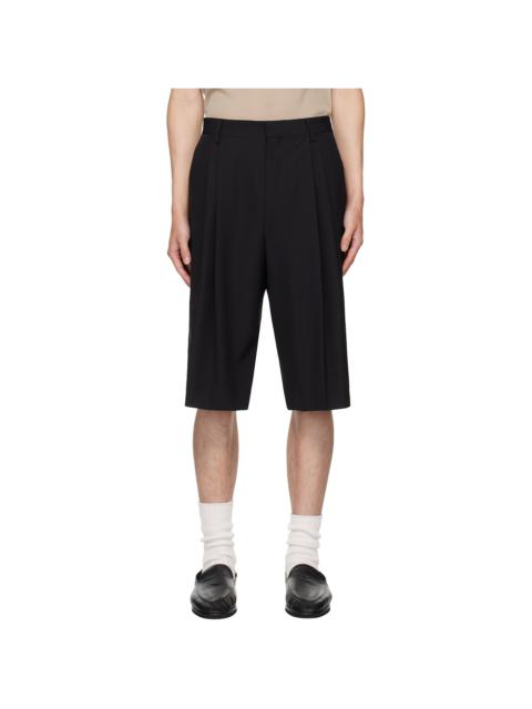 Black Wool Shorts