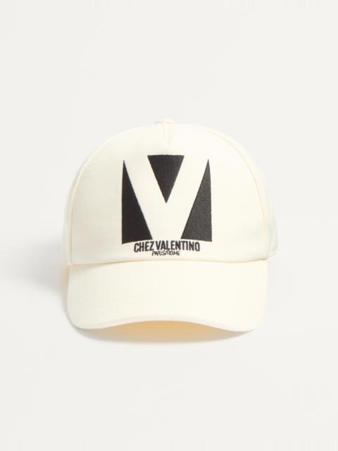 CHEZ VALENTINO COTTON BASEBALL CAP WITH EMBROIDERY