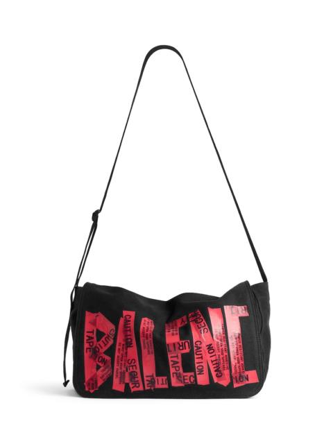 Men's Tape Type Flap Messenger Bag Small in Black/red