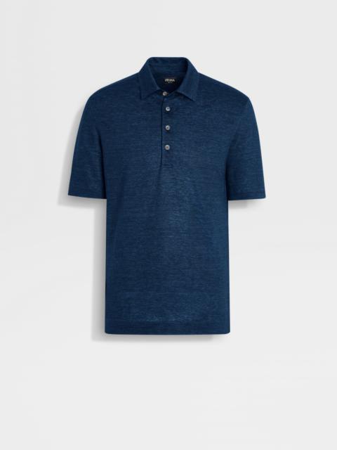 NAVY BLUE OASI LINO POLO SHIRT