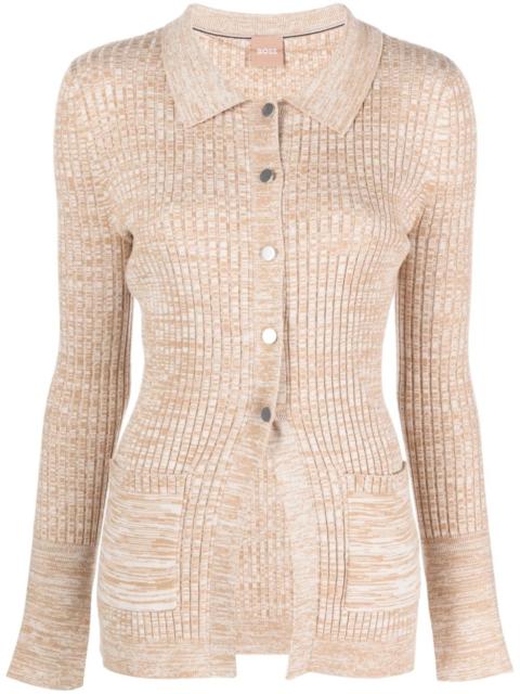 mÃ©lange-effect button-up cardigan