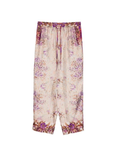 floral-print cropped trousers