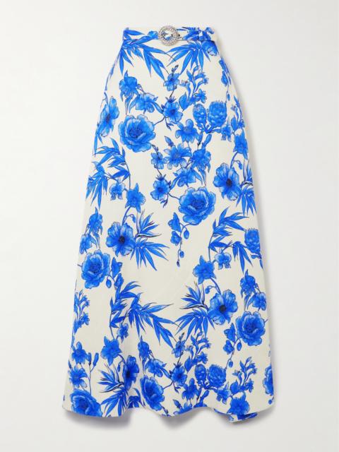 Bellamy Belted Floral-print Cotton-blend Brocade Maxi Skirt