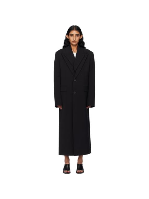 Black Double Layer Body Detail Coat