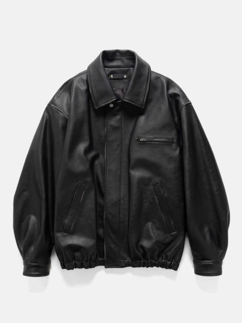 Cow Leather Vintage Zip Jacket Black