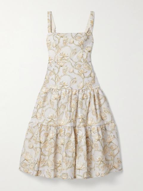 Lima Soledad Embellished Floral-print Tulle Midi Dress