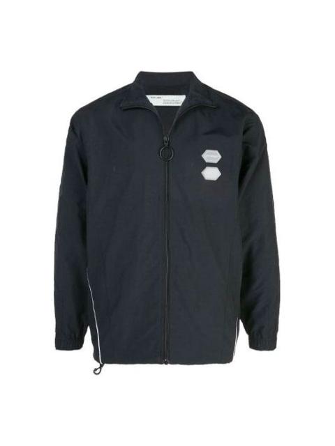 Off-White Solid Color Stand Collar Zipper Jacket Slim Fit Version Black OMBD010R19C010211000