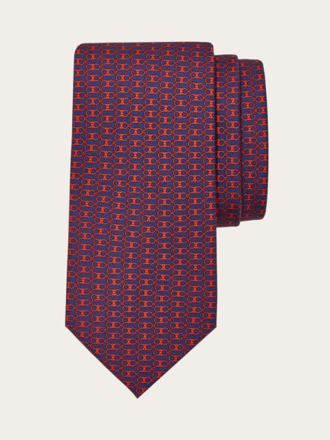 Gancini print silk tie