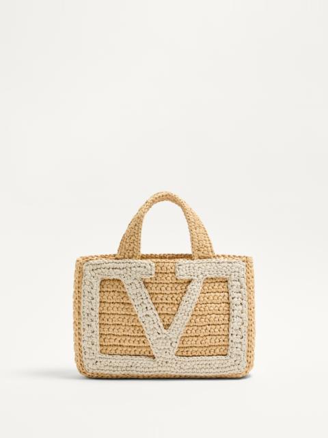 VALENTINO GARAVANI VIVA SUPERSTAR SMALL SHOPPING BAG IN RAFFIA