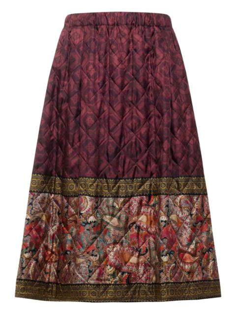 quilted paisley-print skirt