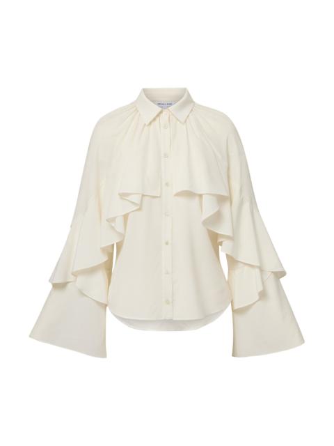 DEMARIS RUFFLED BUTTON-DOWN BLOUSE