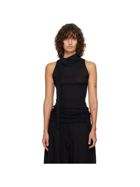 Black Scarf Sleeveless Jersey Top