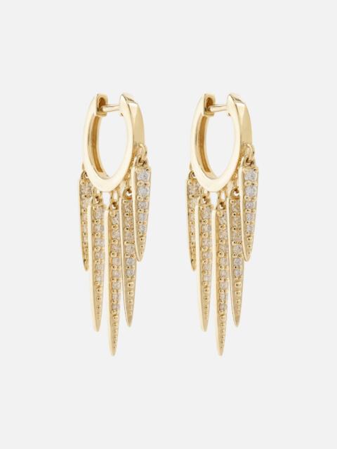 Fringe Huggie 14kt gold hoop earrings with diamonds