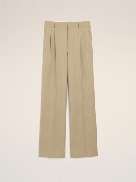 BEIGE NEW WOOL LOW WAIST WIDE TROUSERS