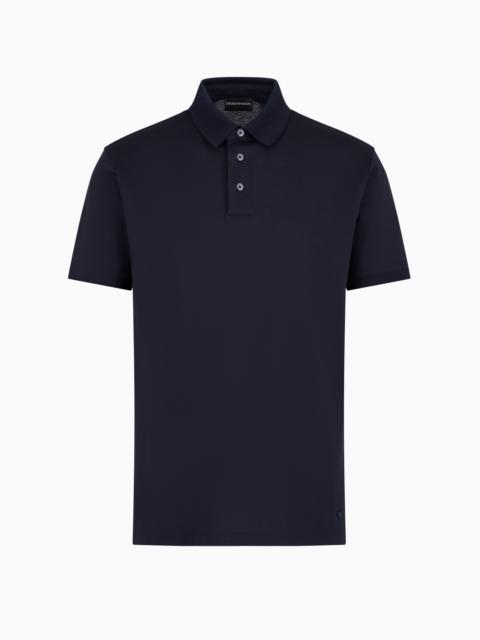 3D-effect embossed jacquard jersey polo shirt