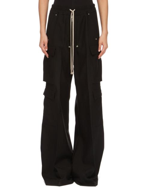 Cargobelas eyelet-embellished grain de poudre wool wide-leg pants