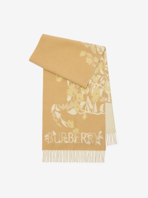 Wide Floral EKD Cashmere Scarf