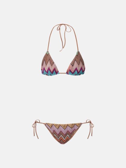 Zigzag lamé bikini top
