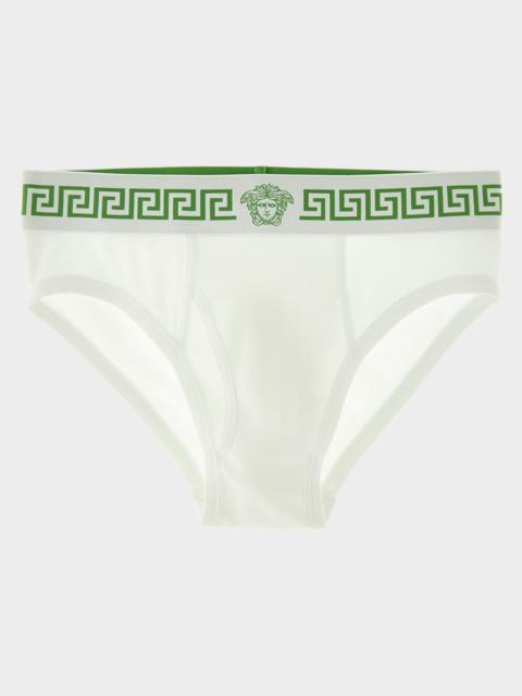 Men & apos;s Medusa La Greca Cotton-Rib Briefs
