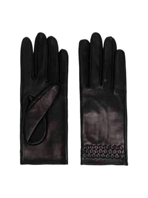 embroidered-detail leather gloves