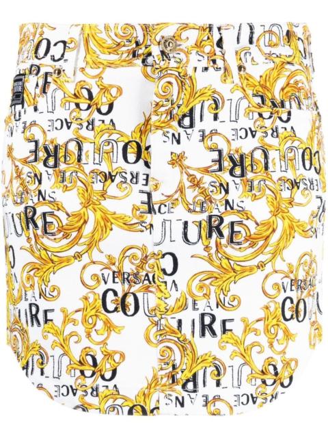 Logo Couture-print denim miniskirt