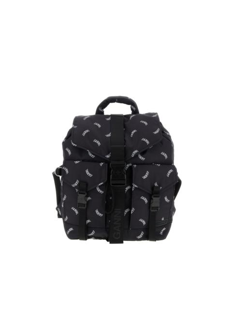 logo-print buckle backpack