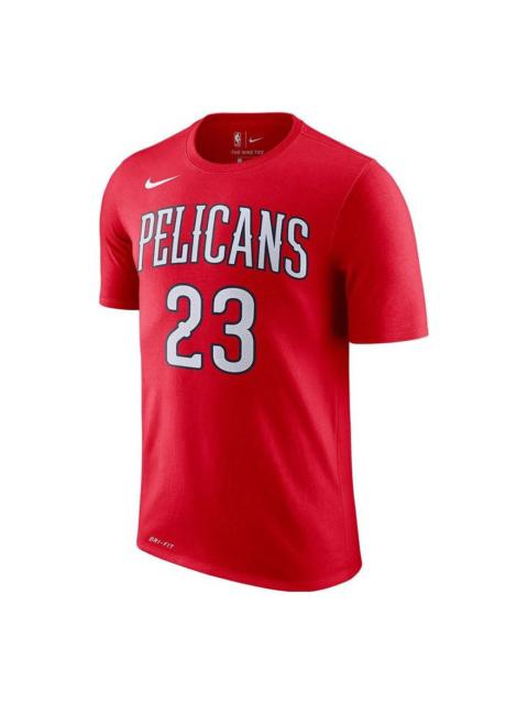 Men's Nike DRI-FIT NBA New Orleans Pelicans Davis Logo Printing Round Neck Short Sleeve Red T-Shirt 